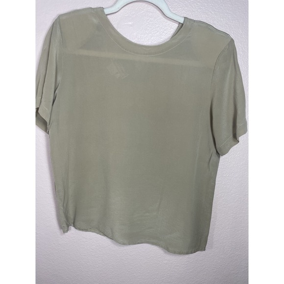 Westbound Tops - Westbound Silk Blouse Womens S Nude Tan Short Sleeve Lightweight Top